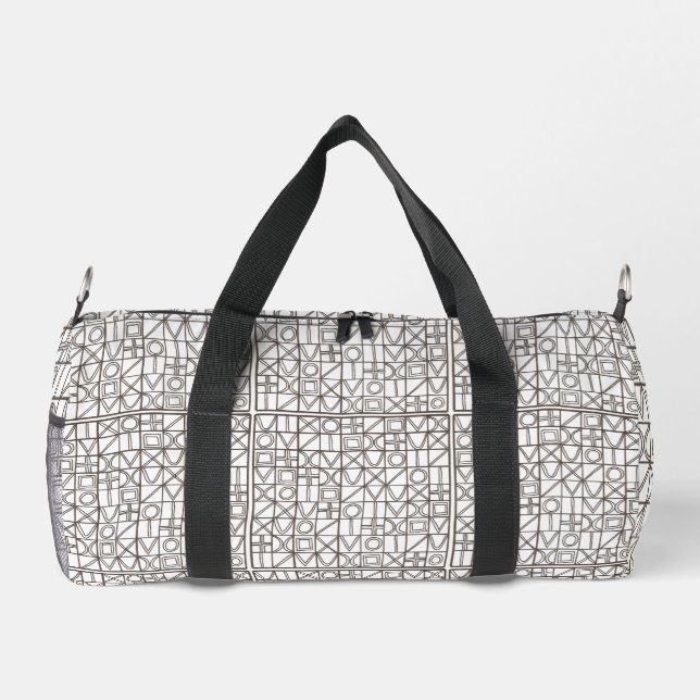 Bolso De Deporte Pequeño Sudoku Two-Black And White Abstract Geometric  (Reverso)