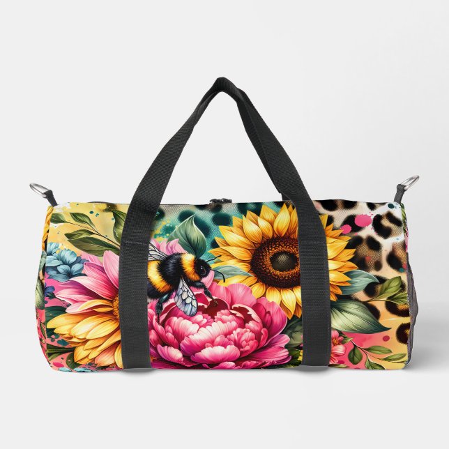 Bolso De Deporte Pequeño Sunflowers, Bumblebee Animal Print (Anverso)