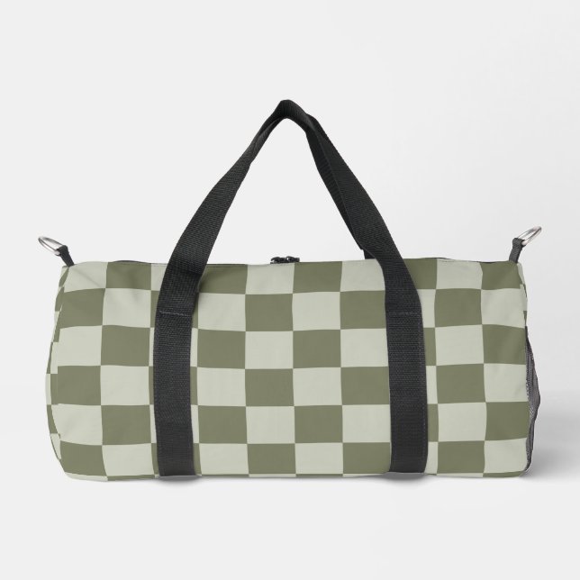 Bolso De Deporte Pequeño Tablero de cheques verde de sabio (Anverso)