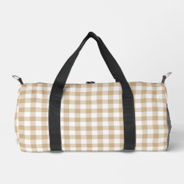 Bolso De Deporte Pequeño Tan Beige White Gingham Plaid