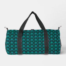 Bolso De Deporte Pequeño Teal Black Buffalo Heart Plaid