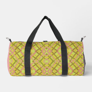 Bolso De Deporte Pequeño Tejido de Mimbre Rosa Amarillo Verde Patrón