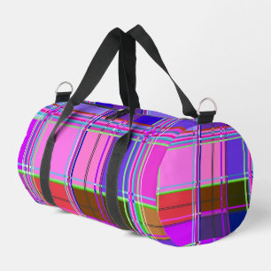Bolso De Deporte Pequeño Tela de patrón de cuadros rosas Madras