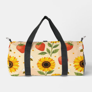 Bolso De Deporte Pequeño Tema de verano con girasoles y fresas