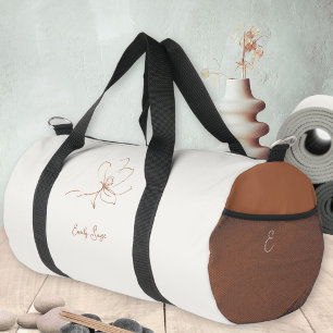 Bolso De Deporte Pequeño Terracota de Marfil Arte Líneal Floral Minimalista