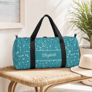 Bolso De Deporte Pequeño Terrazo Turquesa con Nombre Personalizado