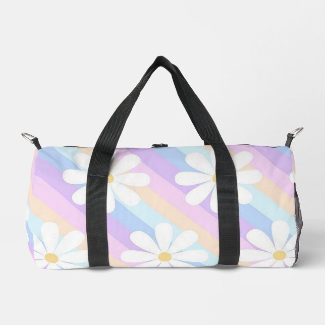 Bolso De Deporte Pequeño Tiras y flores pasteles (Anverso)