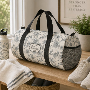 Bolso De Deporte Pequeño Toile Botánico de Pájaros Francés Antiguo País Rús