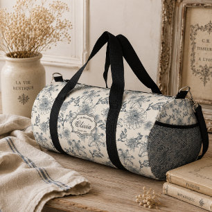 Bolso De Deporte Pequeño Toile Botánico de Pájaros Personalizado Francés Vi