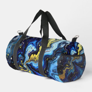 Bolso De Deporte Pequeño Trazos vibrantes de azul y oro 4
