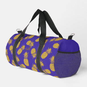 Bolso De Deporte Pequeño Tropical Pineapple with Name – Watercolor Style