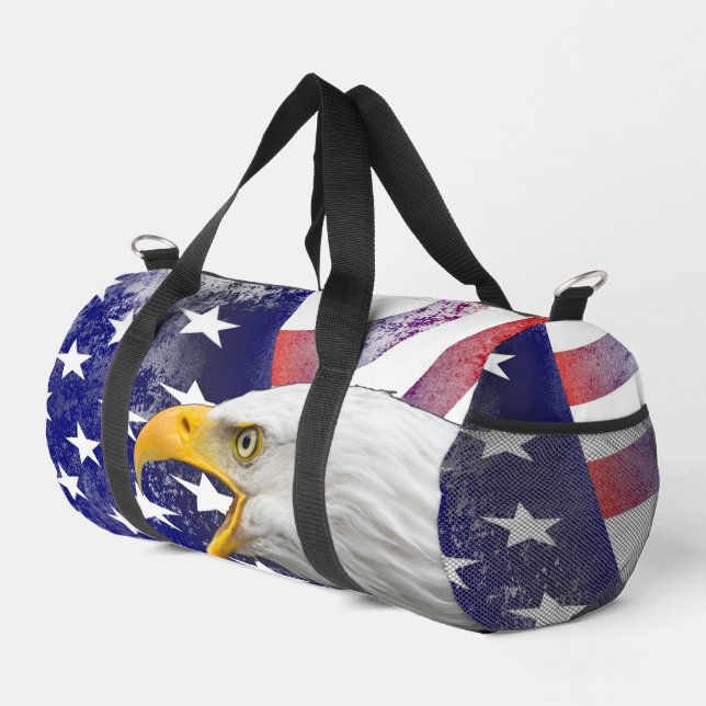 Bolso De Deporte Pequeño Usa flag and bald eagle (Esquina derecha)