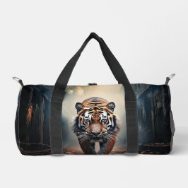 Bolso De Deporte Pequeño Viejo tigre negro y naranja en un bosque surrealis