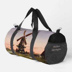 Bolso De Deporte Pequeño Vintage Dutch Windmills nombre y texto personaliza