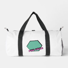 Bolso De Deporte Pequeño Vintage Greenish Hexagon con texto de círculo rosa