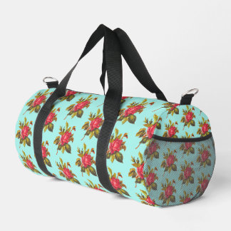 Bolso De Deporte Pequeño Vintage Rose Pattern and Aqua Blue Bridal Wedding 