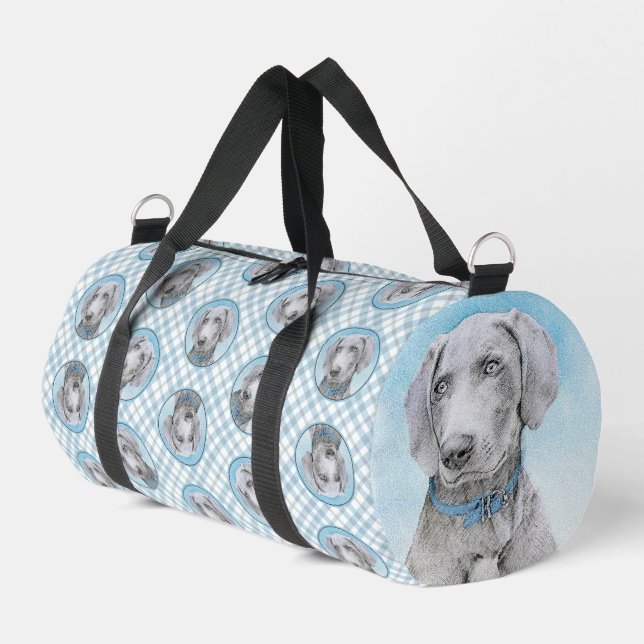 Bolso De Deporte Pequeño Weimaraner Pintura Plata Gris Original Perro Arte (Esquina izquierda)