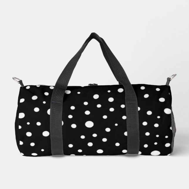 Bolso De Deporte Pequeño White Polka Dots on Black Small (Anverso)