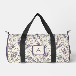 Bolso De Deporte Pequeño Wildflower Lavender Boho Botanical Floral Monogram