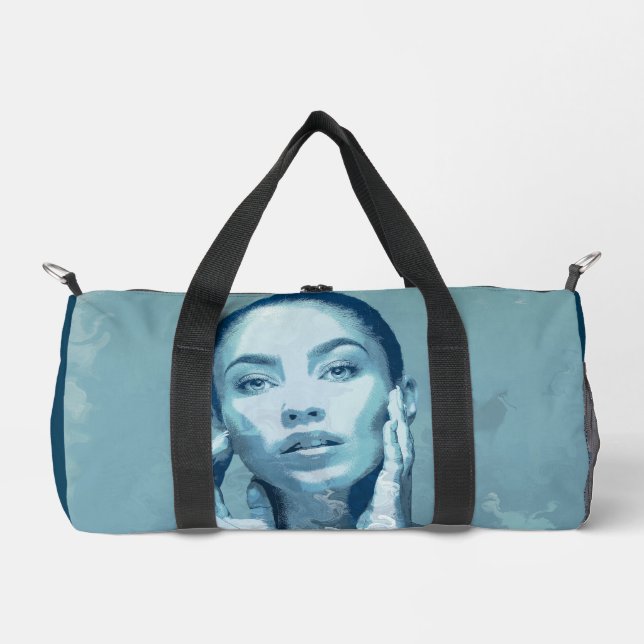 Bolso De Deporte Pequeño "Woman in Blue" Premium Canvas  (Anverso)
