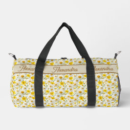 Bolso De Deporte Pequeño Yellow Wildflowers Pattern Monogram Name