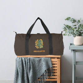 Bolso De Deporte Pequeño Yoga pose retro swirls name taupe brown