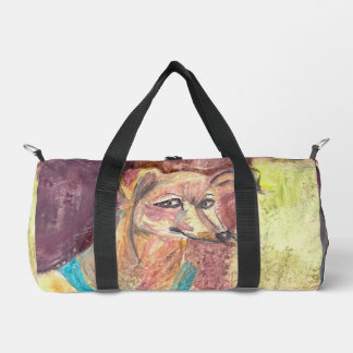 Bolso De Deporte Pequeño "Ziggy The Dog in Overalls" acuarela