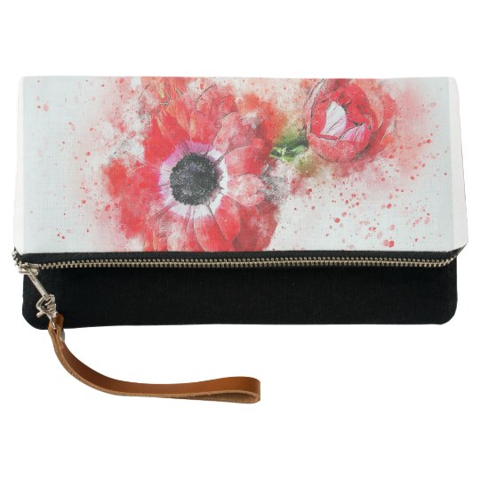 Bolso de embrague rojo brillante de las amapolas