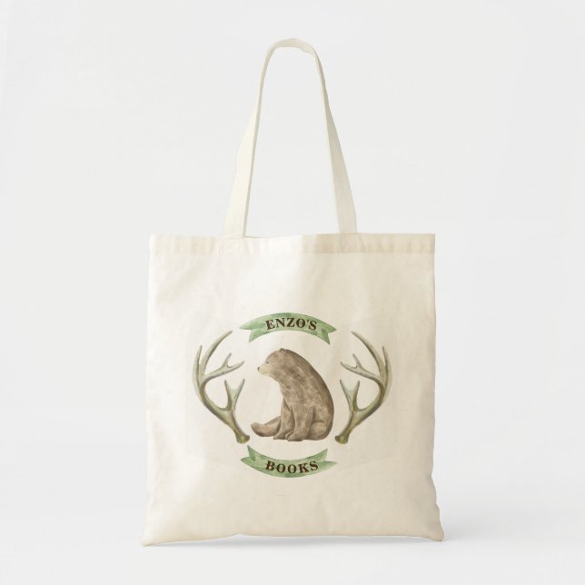 Bolso de encargo de la biblioteca del oso rústico (Frente)