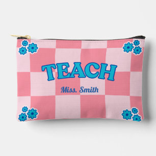 Bolso de enseñanza a cuadros azul y rosa personali