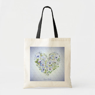 Bolso de flores con corazón azul