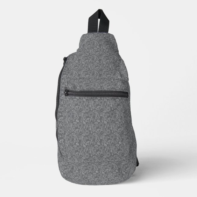 Bolso de hombro de flores grises místicos (Anverso)