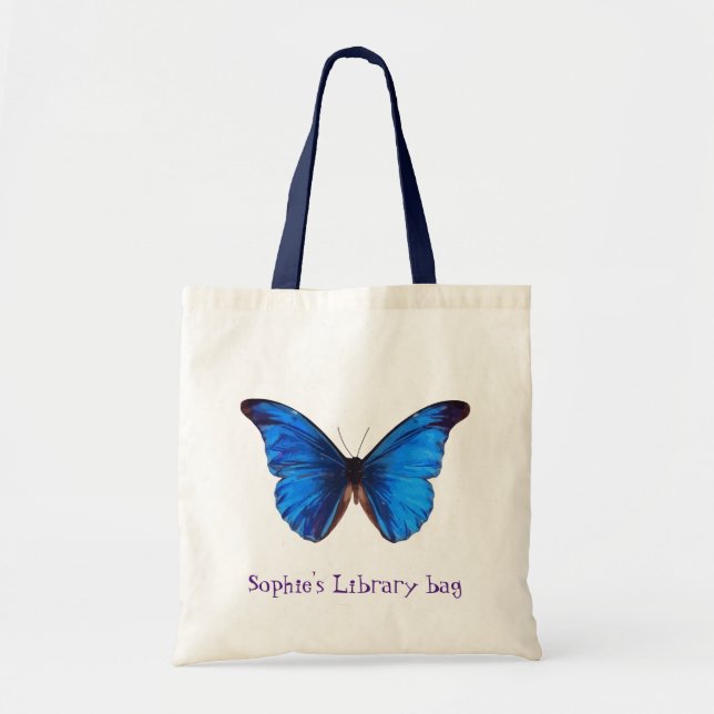 Bolso de la biblioteca con la mariposa azul (Frente)