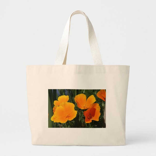 Bolso de la lona, "CUATRO AMAPOLAS de CALIFORNIA " (Frente)