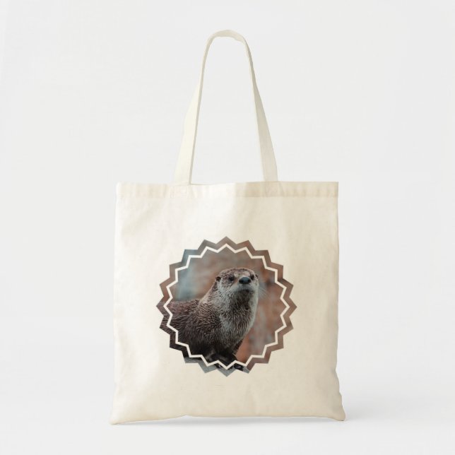 Bolso de la lona de la foto de la nutria pequeño (Frente)