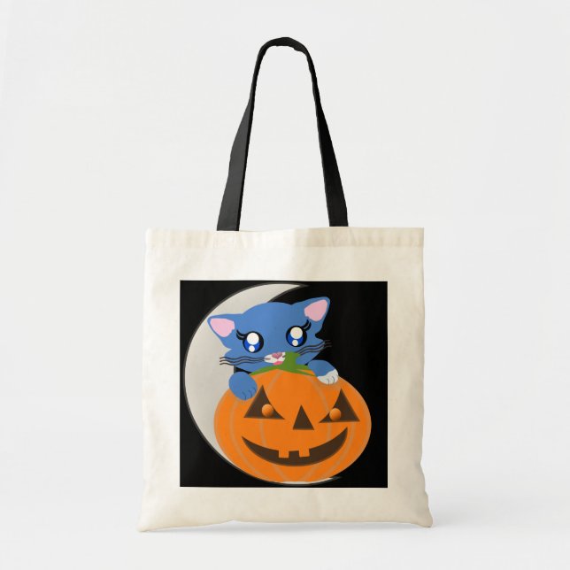 Bolso de la luna del gatito de Toon de la calabaza (Frente)