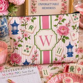Bolso de Mahjong de seda de rayas rosadas Personal