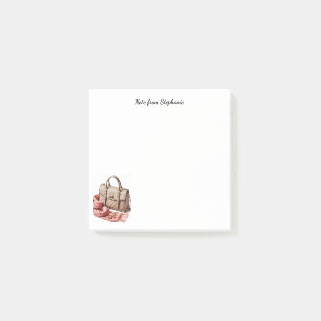 Bolso De Mano Cubierto Una Nota Del Bloc De Notas  (Anverso)