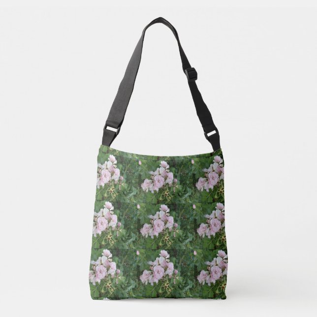Bolso de mano de cuerpo cruzado de flores rosas (Anverso)