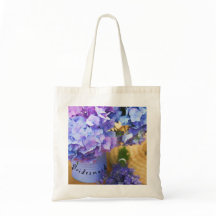 Bolso de mano de dama de honor con Hortensia Azul