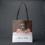 Bolso de mano de doble cara con foto personalizada<br><div class="desc">Diseña tu propia bolsa de mano con foto a dos caras con tu imagen personalizada con plantilla de imagen sin bordes. Sube fácilmente tus propias fotos con tus personajes y seres queridos. Agrega una foto al frente y al dorso. Pueden ser iguales o diferentes.</div>