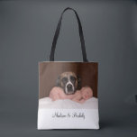 Bolso de mano de doble cara con foto personalizada<br><div class="desc">Diseña tu propia bolsa de mano con foto a dos caras con tu imagen personalizada con plantilla de imagen sin bordes. Sube fácilmente tus propias fotos con tus personajes y seres queridos. Agrega una foto al frente y al dorso. Pueden ser iguales o diferentes.</div>