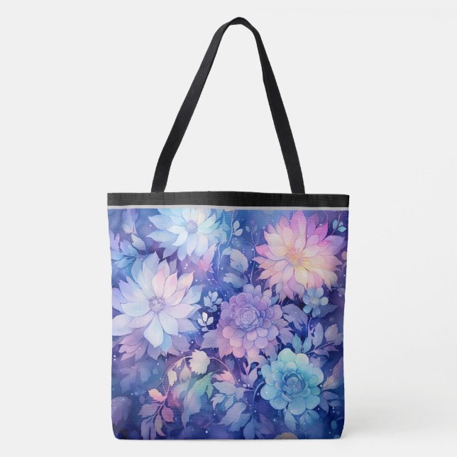Bolso de mano de estampado floral de peonías azule (Anverso)