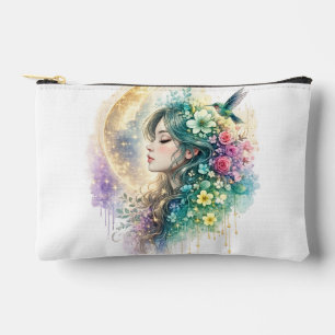 Bolso de mano de mujer floral etérea y colibrí