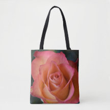 Bolso de mano de rosa melocotón floral