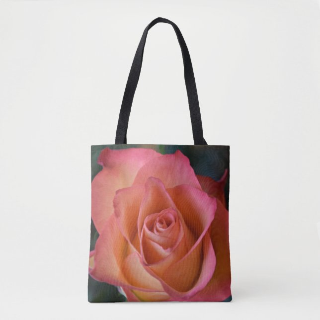 Bolso de mano de rosa melocotón floral (Anverso)