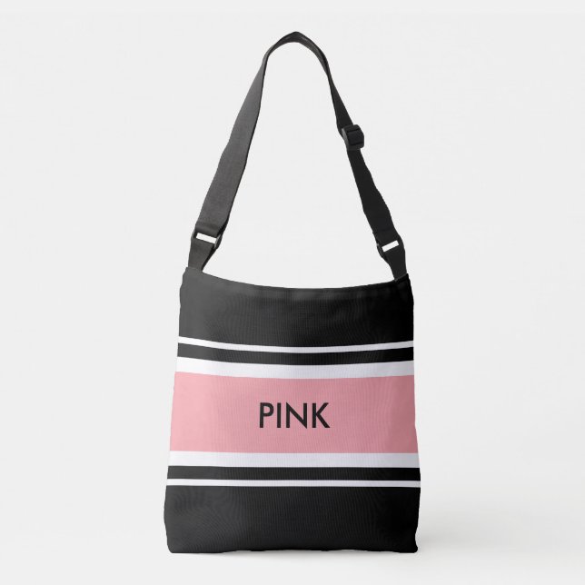 Bolso de mano elegante negro rosa y blanco (Anverso)