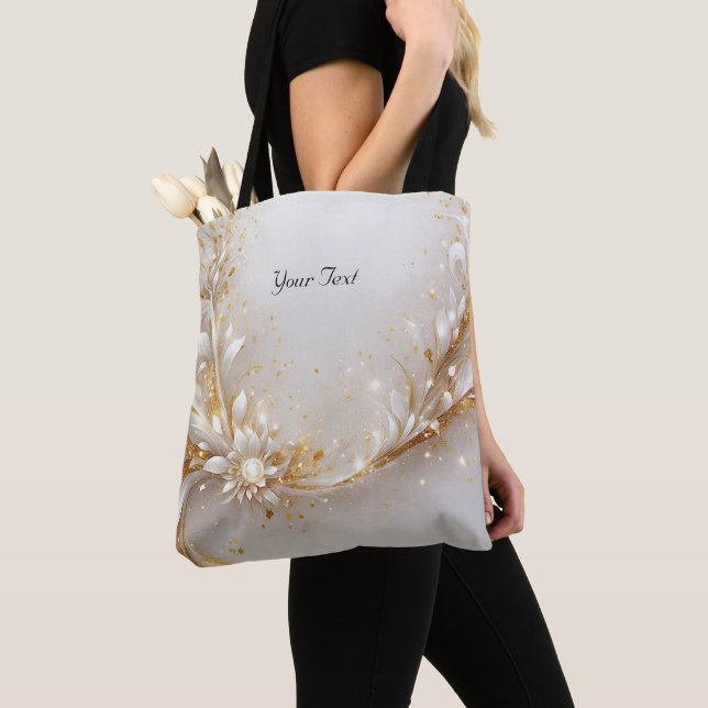 Bolso de mano floral de oro blanco (Detalle)