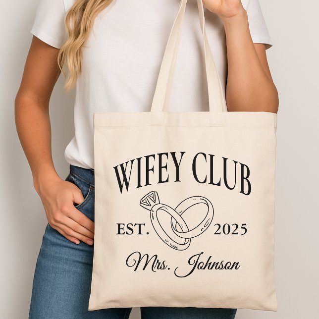 Bolso de mano personalizado Wifey Club, regalo de  (wifey club handbag, custom name tote, gift for wife, honeymoon handbag, newlywed gift, bride tote,)