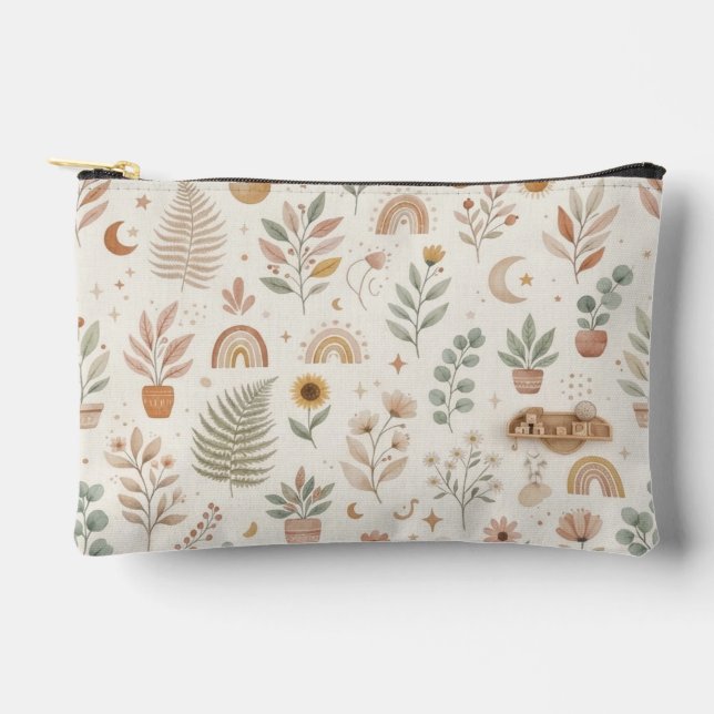 Bolso de maquillaje arcoíris boho personalizado de (Anverso)